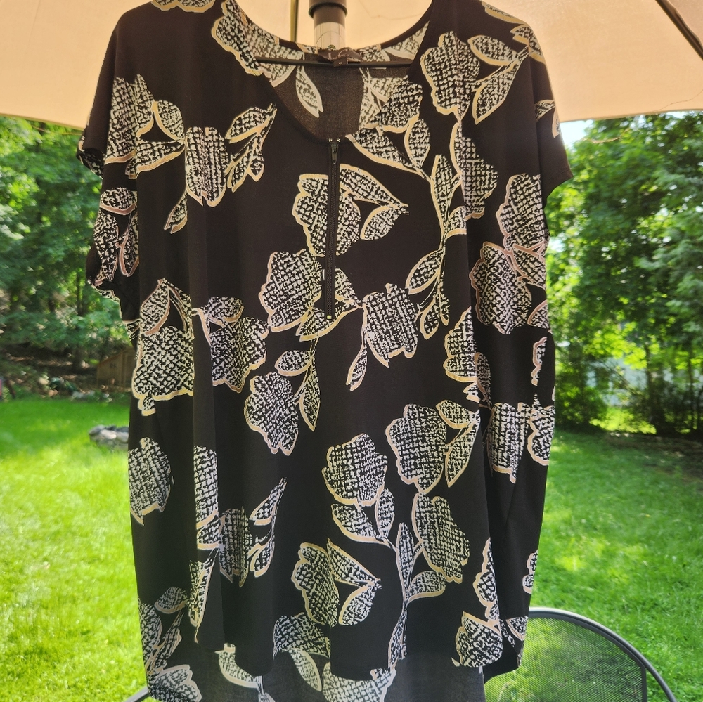 Black Dress with White Leaf Pattern